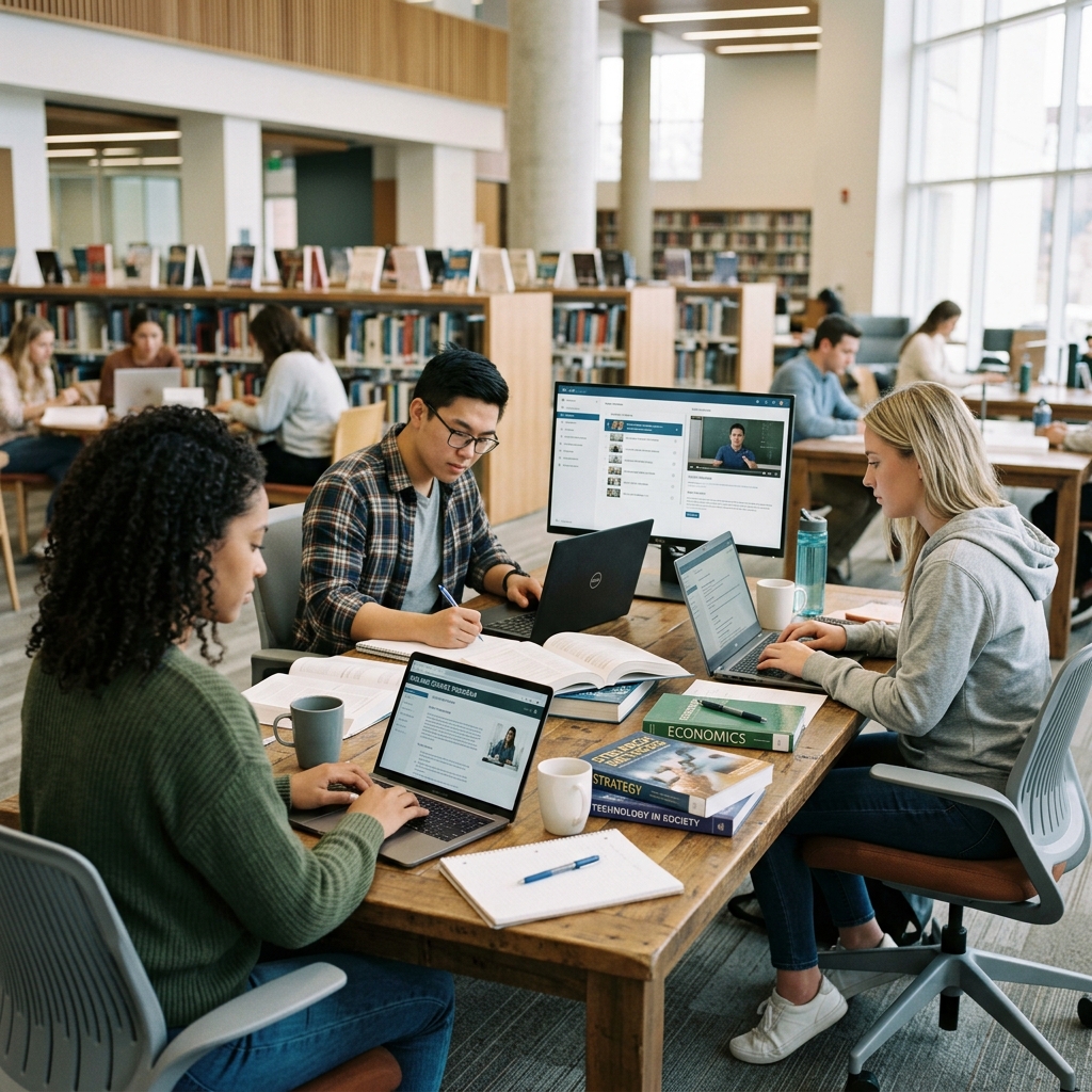 Private Online Degree Portal — students studying online